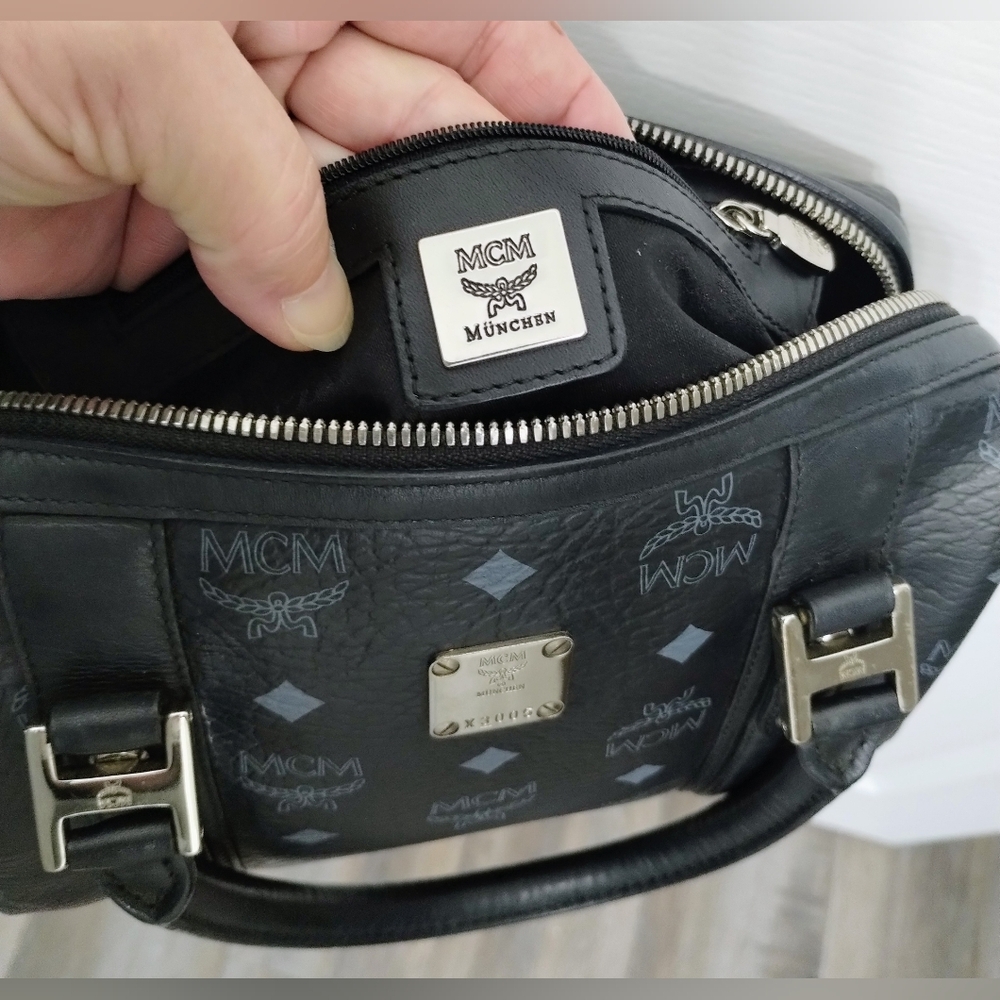 MCM Mini Boston Bag Black Visetos - Picture 9 of 12
